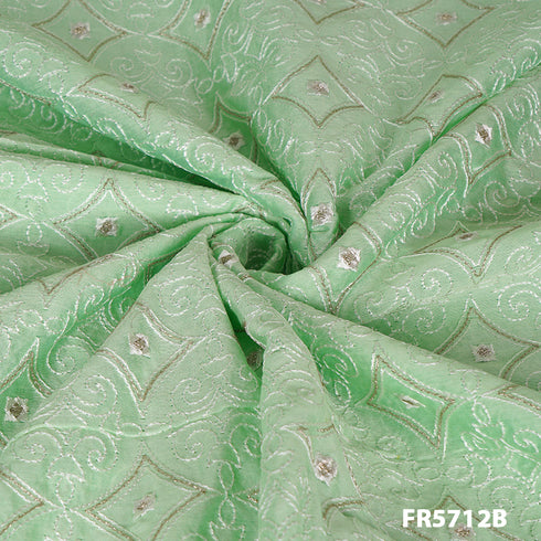 Embroidered Zari Chanderi Fabric-FR5712